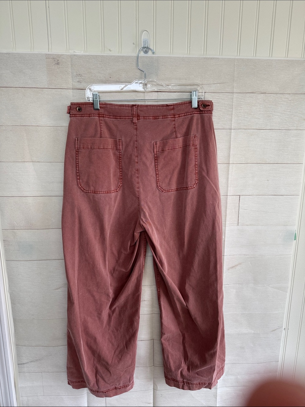 Women's Old Navy Utility Wide Leg Pants Adjustable Waist Size 14 Washed Rust - Picture 5 of 7